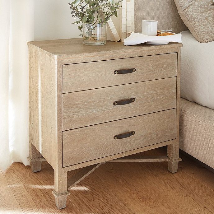 August Nightstand 3 Drawer Dresser in Whitewashed Oak | Ballard Designs, Inc.