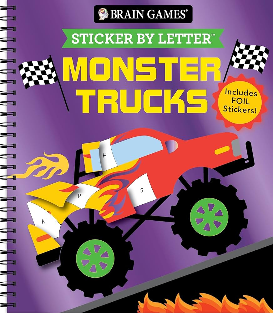 Brain Games - Sticker by Letter: Monster Trucks: Includes 1 Foil Sticker Sheet to Complete Each I... | Amazon (US)