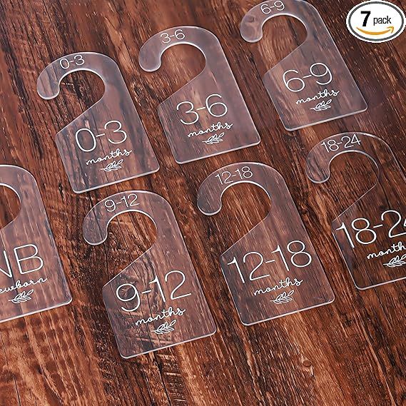 Whaline 7Pcs Baby Closet Size Dividers Clear Acrylic Infant Clothes Hanger Separators Newborn to ... | Amazon (US)