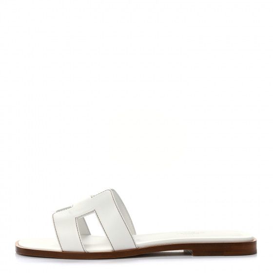 HERMES Box Calfskin Oran Sandals 37 White | FASHIONPHILE | Fashionphile