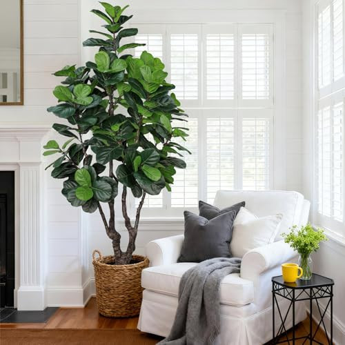 7FT Artificial Fiddle Leaf Fig Tree for Home Decor, Faux Plants Indoor | Amazon (US)