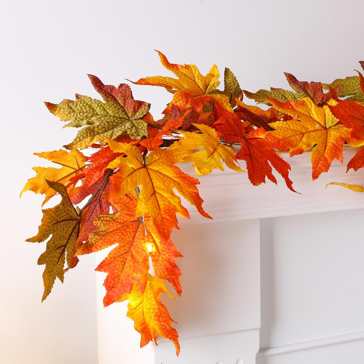 Glitzhome 6ft.L Fall Lighted Maple Leaves Garland - 20648837 | HSN | HSN