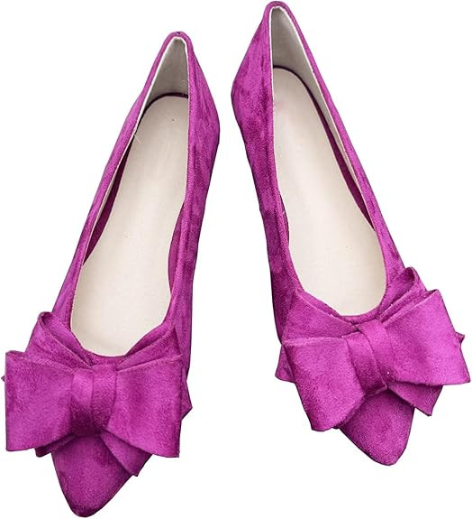 SAILING LU Bow-Knot Ballet Flats for Women Pointed Toe Crystals Wedding Shoes Comfort Light Weigh... | Amazon (US)