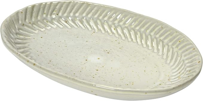 Creative Co-Op Debossed Stoneware Plate, White Reactive Glaze, Set of 4 Serveware, 8" L x 6" W x ... | Amazon (US)