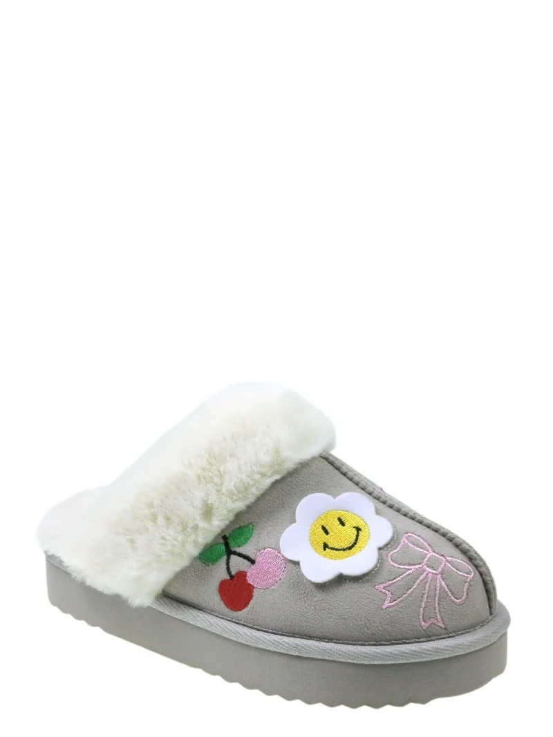 Wonder Nation Girls Scuff Slippers With Faux Fur Trim | Walmart (US)