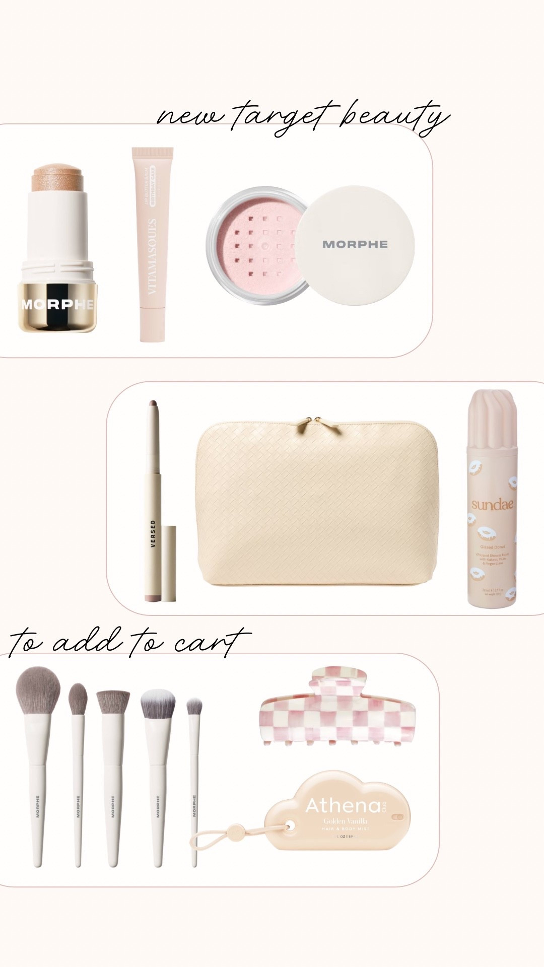 These new beauty arrivals at target are SO good!! 👀 

Morphe, versed, sundae, Mackenzie Childs claw clip, makeup brushes, Athena club, fragrance, lip butter balm, makeup bag, birthday cake, defining lip liner, new arrivals, trending, fancythingsblog 

#LTKgrwm #LTKBeauty #LTKselfcare