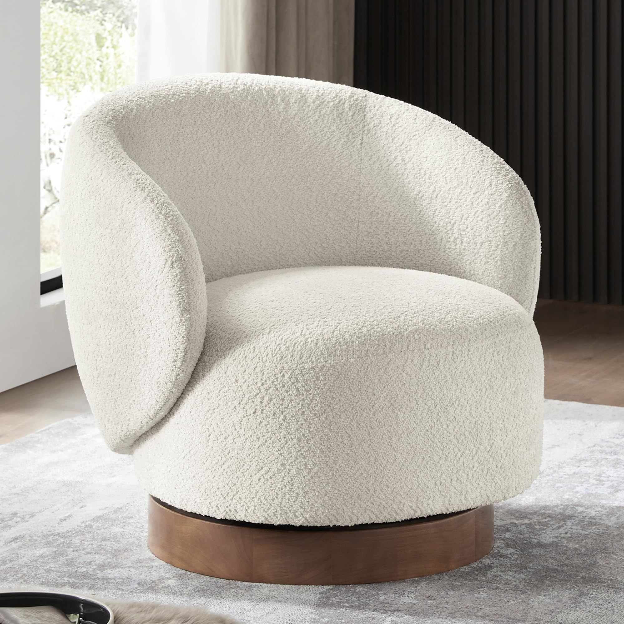 Swivel Accent Chair Round Barrel Armchair Upholstered Performance Fabric for Living Room Bedroom ... | Amazon (US)