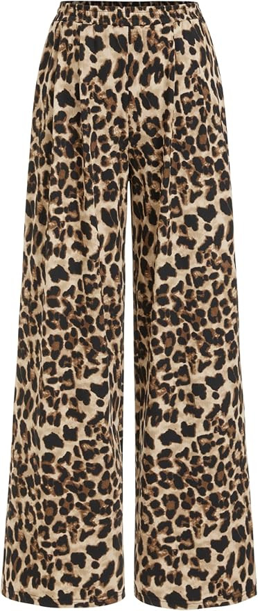 CIDER Palazzo Pants for Women Wide Leg Flowy Pants with Pockets Elastic Mid Waist Summer Beach Va... | Amazon (US)