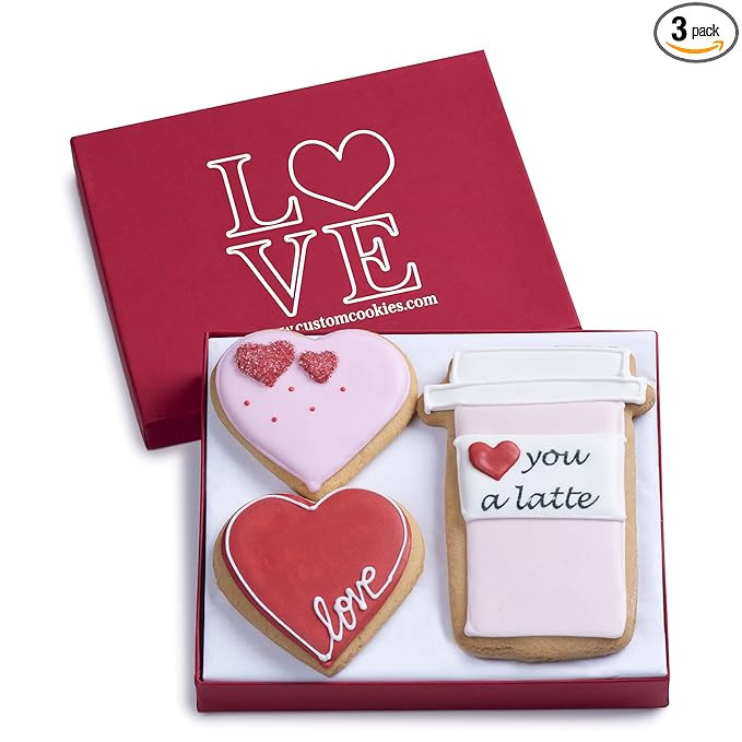 Valentines Day Cookies Gift Basket, Hand Decorated Vanilla Sugar Cookie Greeting Card, Unique Lov... | Amazon (US)