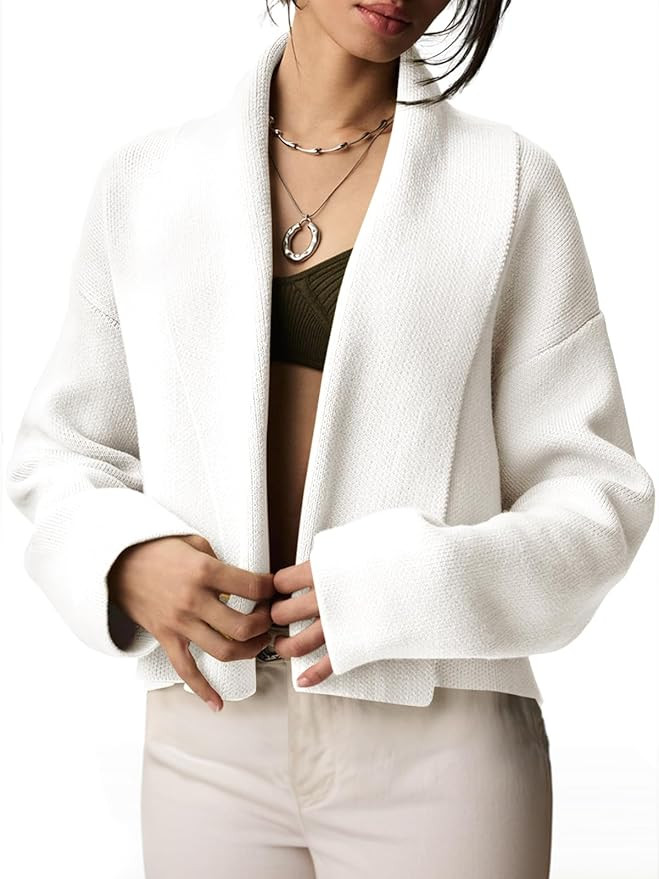 Saodimallsu Womens Cropped Cardigan Open Front Shawl 2026 Fall Trendy Long Sleeve Sweater Jacket | Amazon (US)
