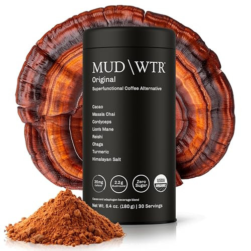 MUDWTR Original Mushroom Coffee Alternative | 2,240mg USA Grown & Adaptogenic Mushrooms | USDA Organic | Lion's Mane, Cordyceps, Chaga & Reishi | Energy, Focus & Immunity Support | 30 Servings | Amazon (US)
