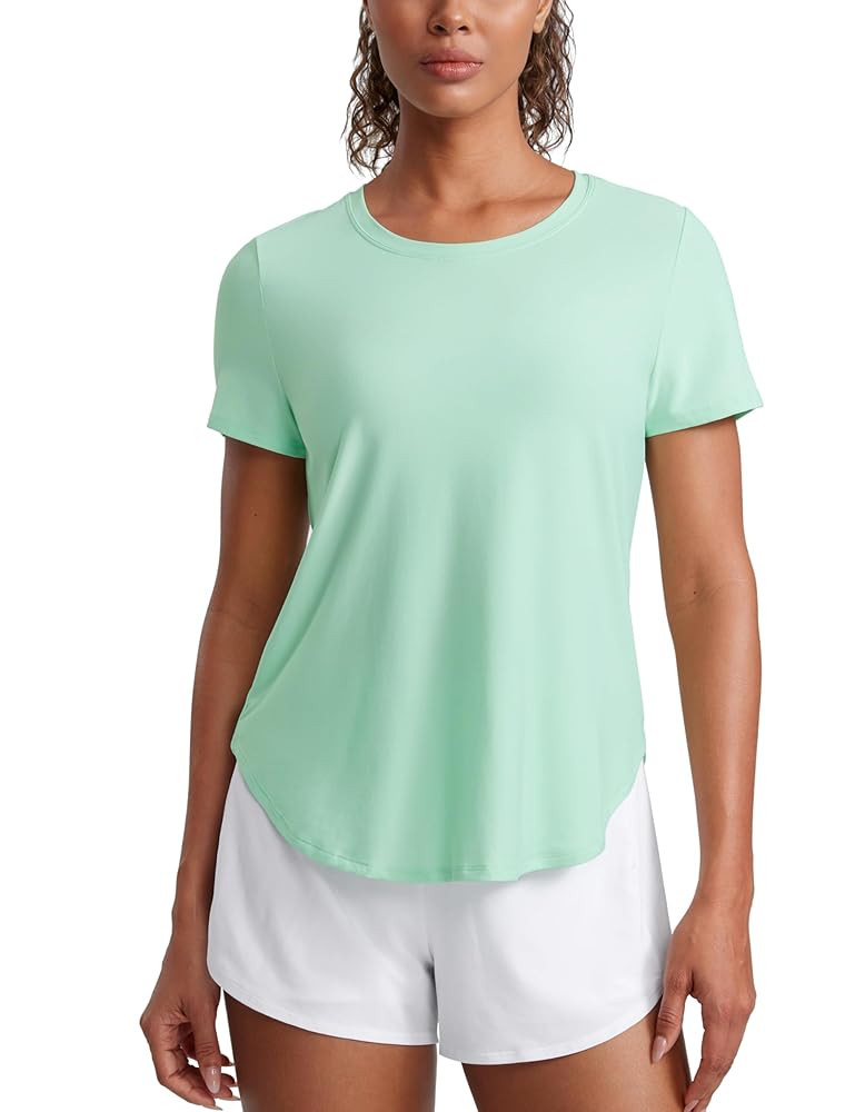 CRZ YOGA Cloudweight Workout Tops for Women Lightweight Athletic Short Sleeve Shirts Gym Running ... | Amazon (US)