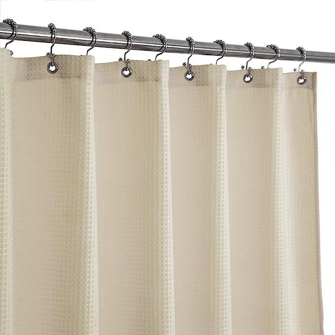 Waffle Weave Fabric Shower Curtain Heavyweight 230 GSM, Hotel Luxury, Water Repellent, Washable, ... | Amazon (US)