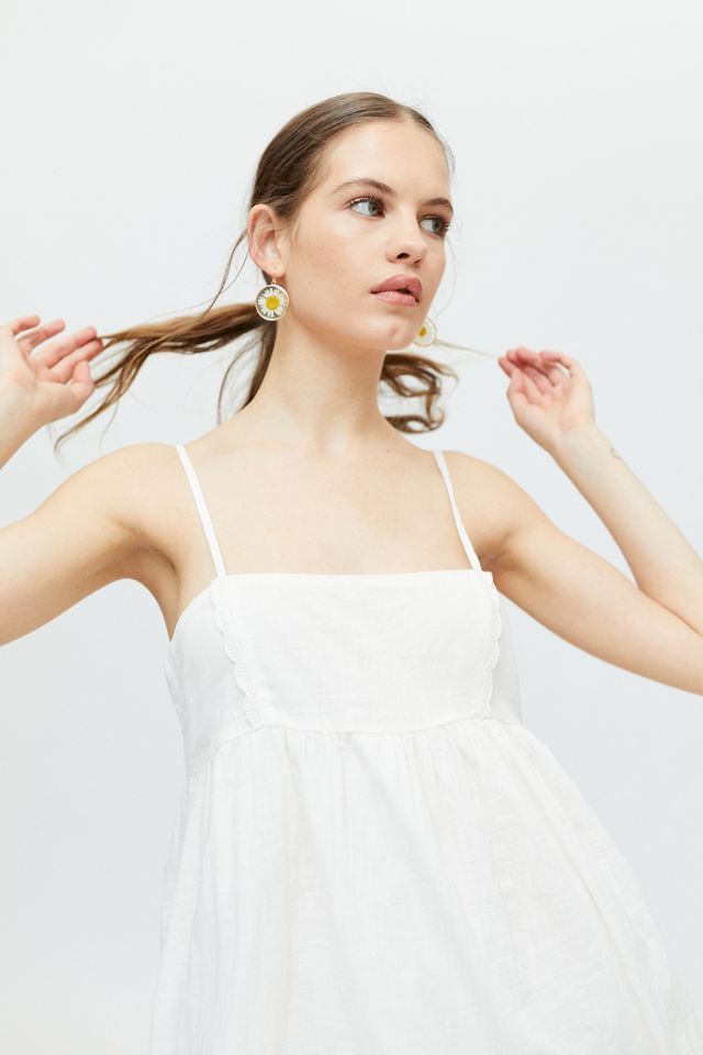 UO Bayview Scalloped Frock Mini Dress | Urban Outfitters (US and RoW)