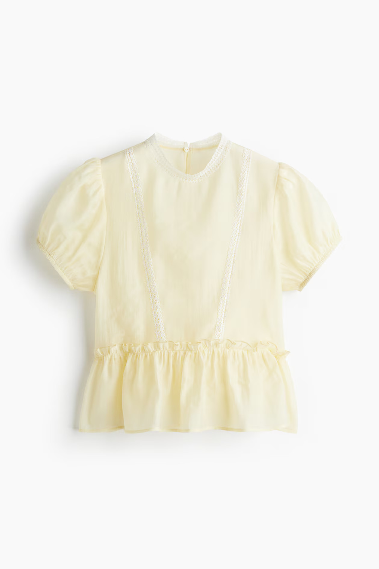 Peplumbluse mit Spitzeneinsätzen - Light yellow - Ladies | H&M AT | H&M (DE, AT, CH, NL, FI)