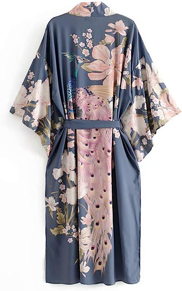 Applesauce - 838B - Plus Size Women's Kimono Long Robe - Boho Floral (One-Size fits most US 1X 2X... | Amazon (US)