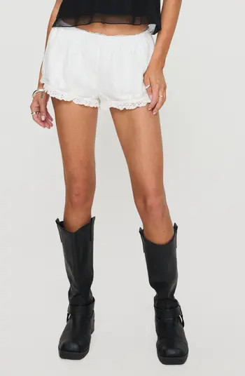 Tonal Stripe Lace Trim Cotton Shorts | Nordstrom