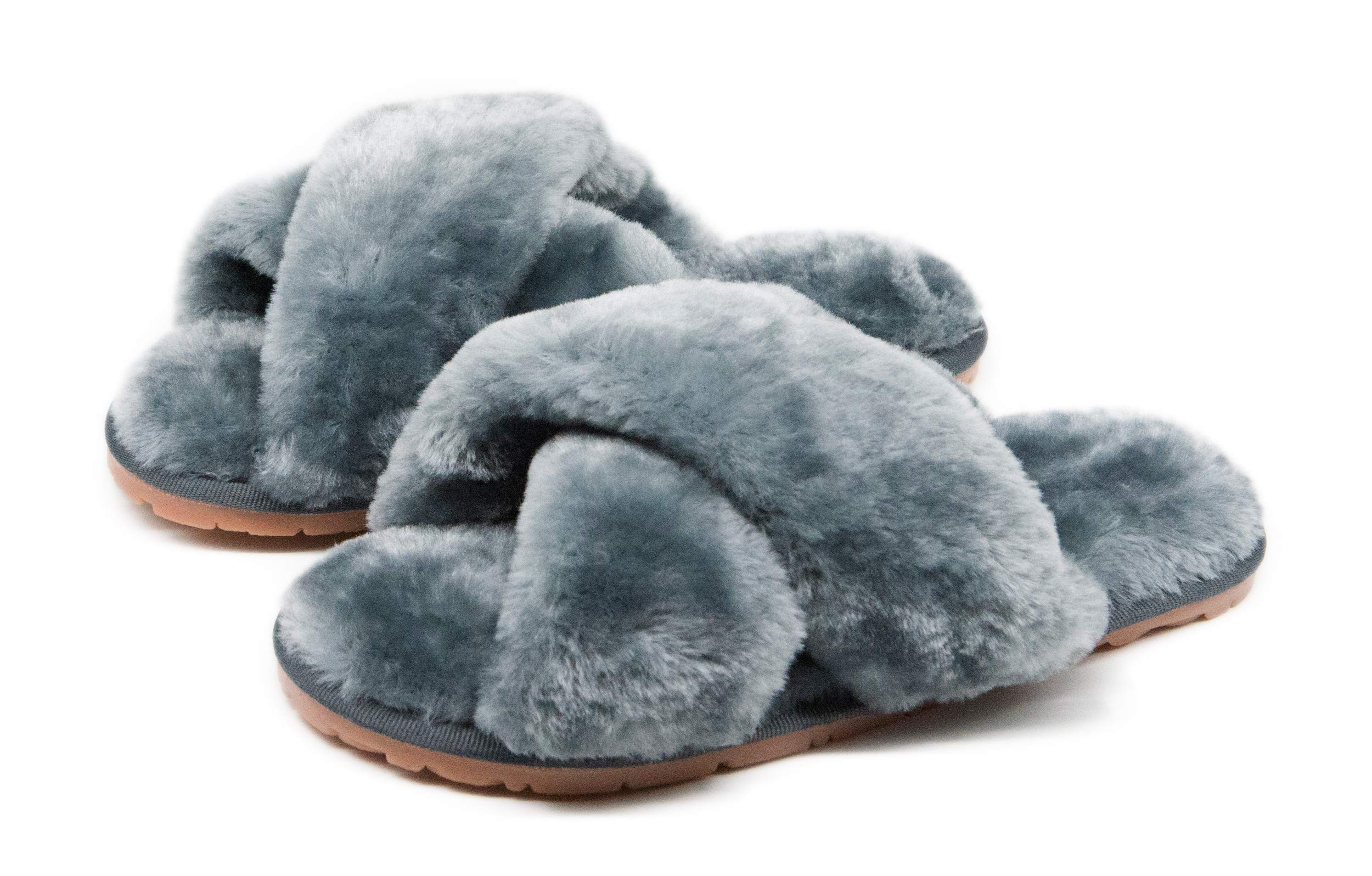 Women's Fuzzy Fluffy Furry Fur Slippers Flip Flop Open Toe Cozy House Memory Foam Sandals Slides ... | Amazon (US)