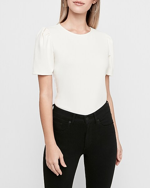 Crew Neck Puff Sleeve Tee | Express