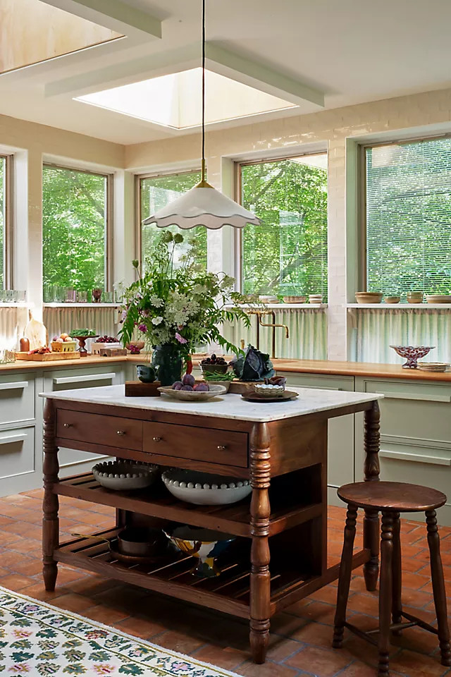 Spindle 50" Marble-Top Kitchen Island | Anthropologie (US)