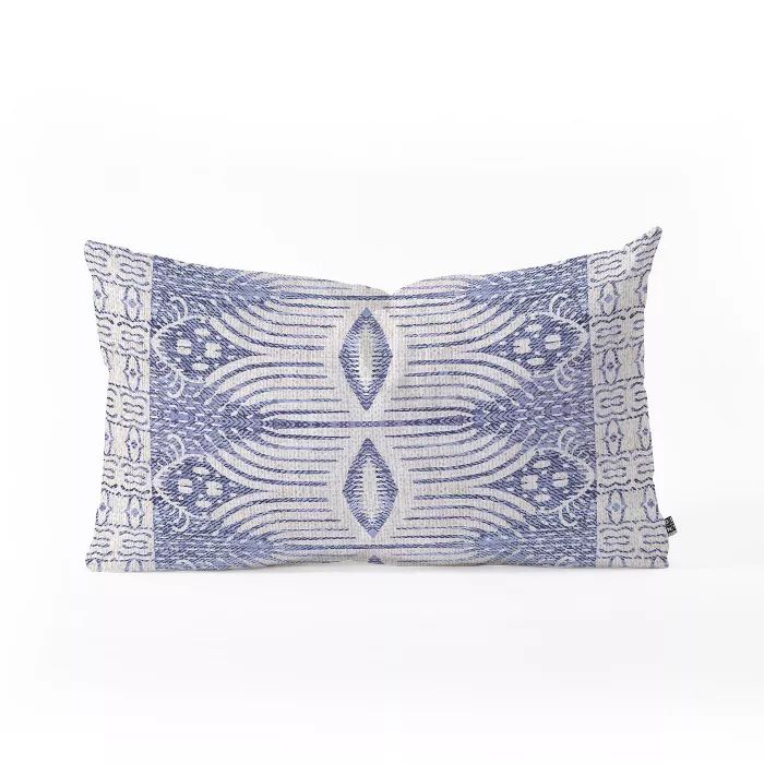 Holli Zollinger French Geometric Ikat Lumbar Throw Pillow Blue - Deny Designs | Target