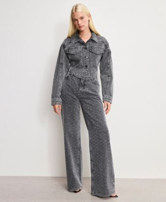 Women's Dolly Joleans Crystal Good Skate Wide Leg Jeans, Regular & Plus Size | Macy's