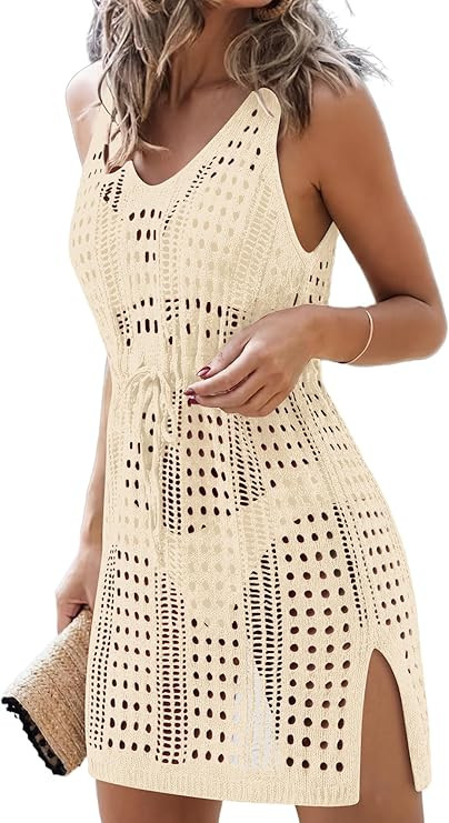KISSMODA Womens Swimsuit Cover Up Sleeveless Swimwear Knit Beach Dress Coverup Bathing Suit Croch... | Amazon (US)