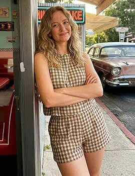 IDEALSANXUN Womens Two Piece Sets Summer Beach Spring Gingham Tank Tops and Plaid Shorts Pajama S... | Amazon (US)