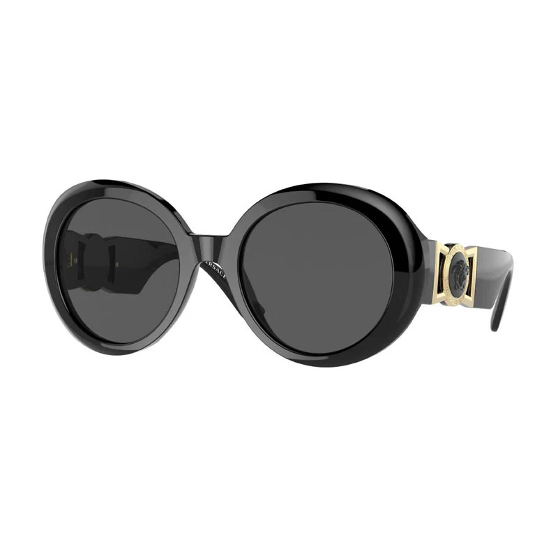 Versace Sunglasses Round Full Rim, Black Frame And Dark Grey Lens Ve4414Gb1/87 | Shop Simon