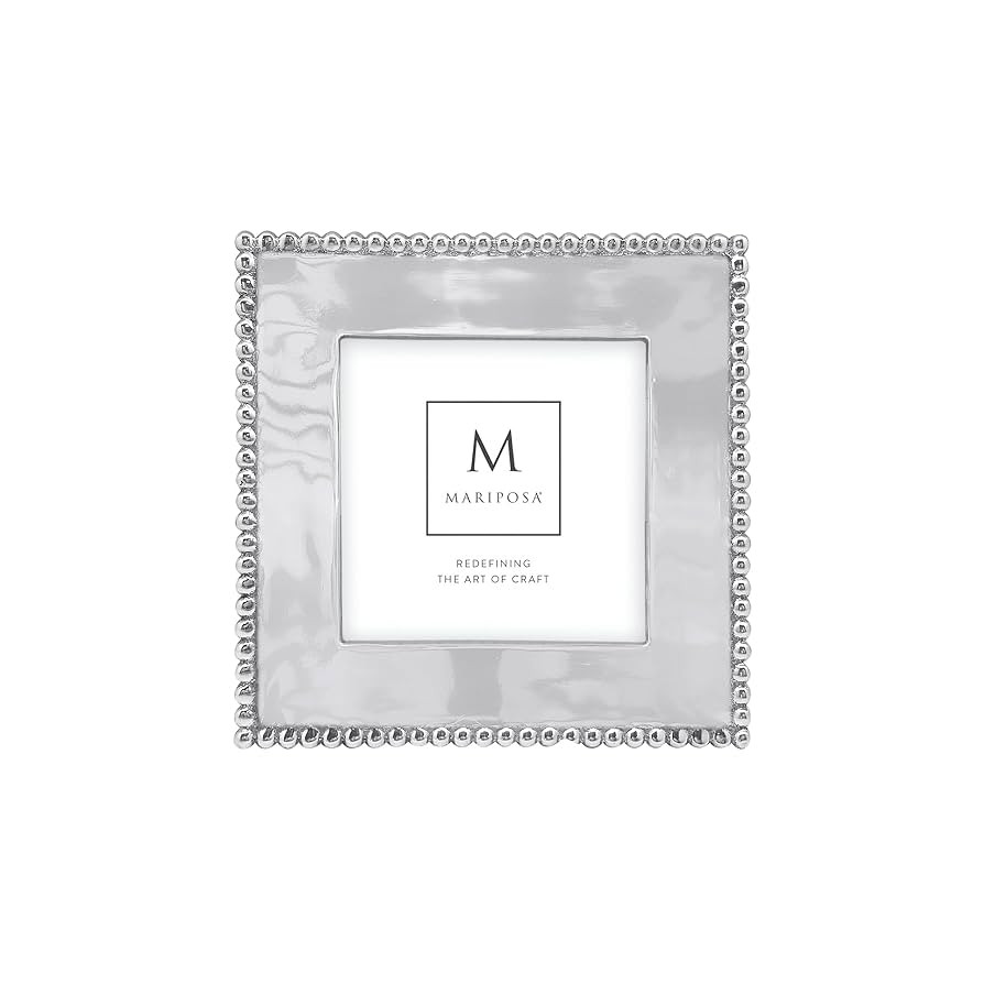 MARIPOSA Beaded 4x4 Engravable Frame, Silver | Amazon (US)