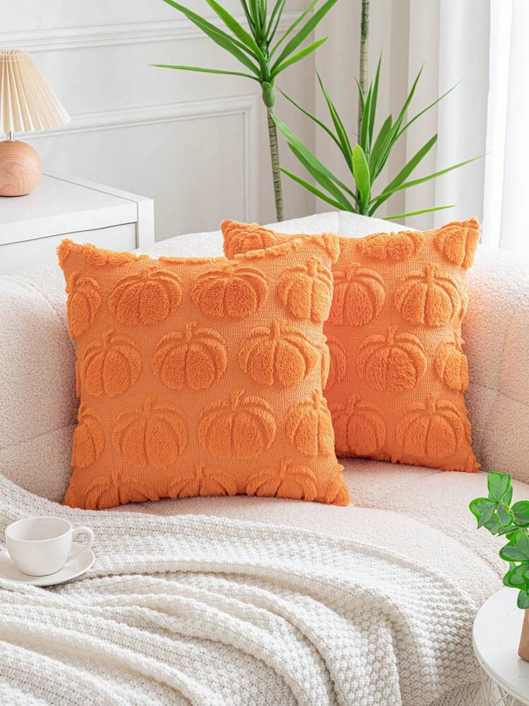 1pc Embroidered Bent Pumpkin Shaped Pillow Cover (Without Filling), Suitable For Living Room, Bed... | SHEIN