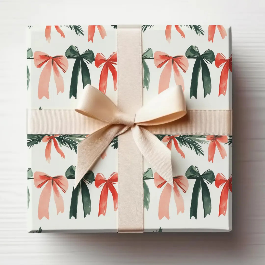 Coquette Christmas Wrapping Paper Roll Coquette Bows Wrapping Paper, Coquette Gift Wrapping Roll ... | Etsy (US)