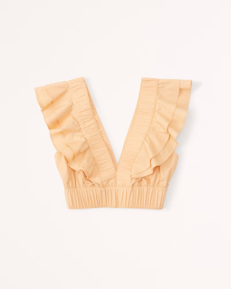 Drama Collar Ruffle Poplin Top | Abercrombie & Fitch (US)