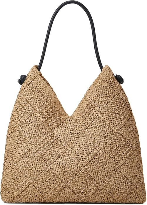 Woven Hobo Bag for Women Straw Beach Tote Handbag Stylish Shoulder Bag Large Capacity Purse for T... | Amazon (US)