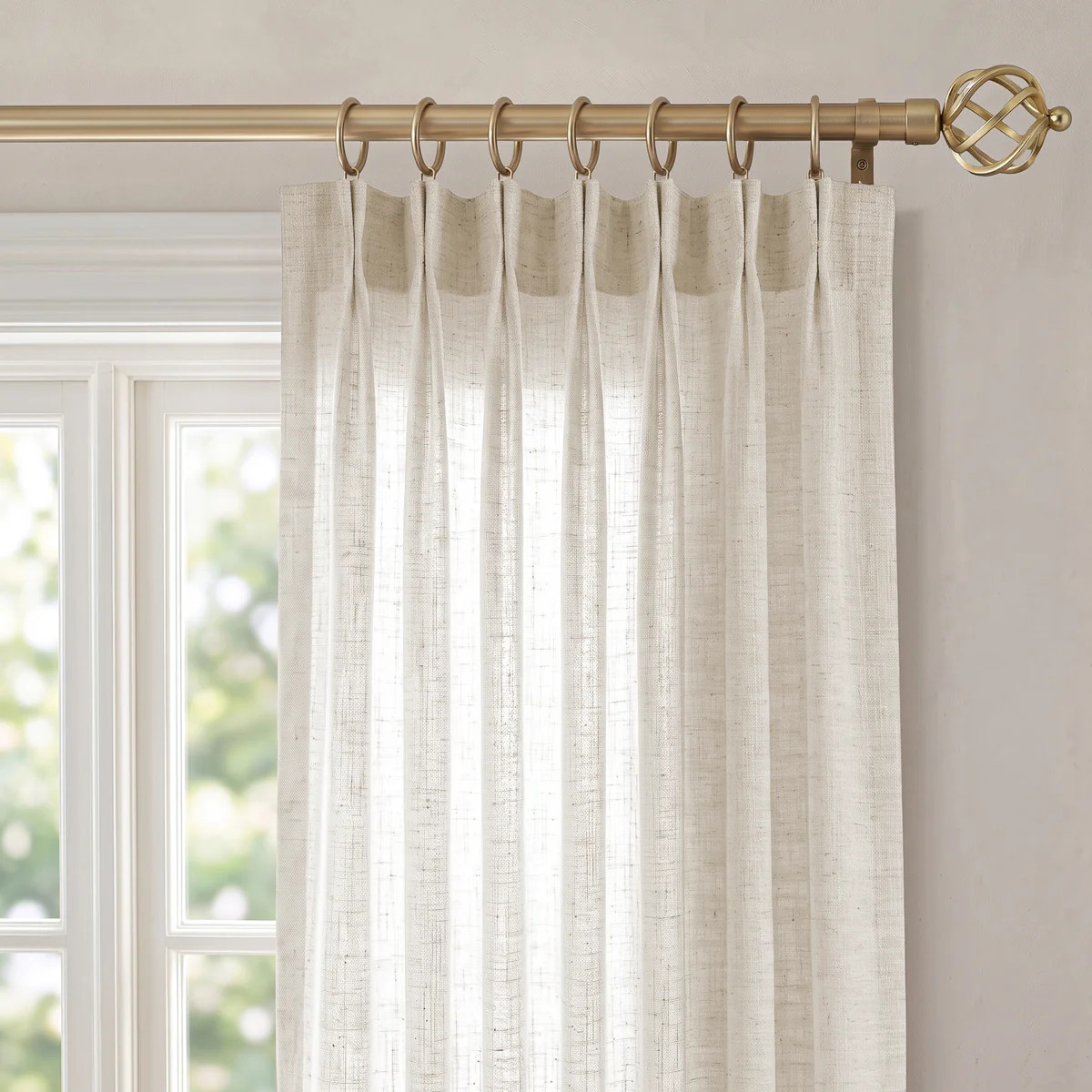 Memory‑Set Linen Textured Light‑Filtering Privacy Curtains for Living Room, Hook Pleat Design... | Wayfair North America