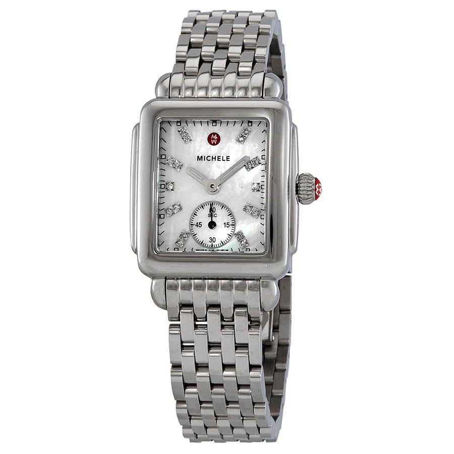Michele Ladies Deco 16 Mother of Pearl Diamond Dial Watch MWW06V000002 | Jomashop.com & JomaDeals.com