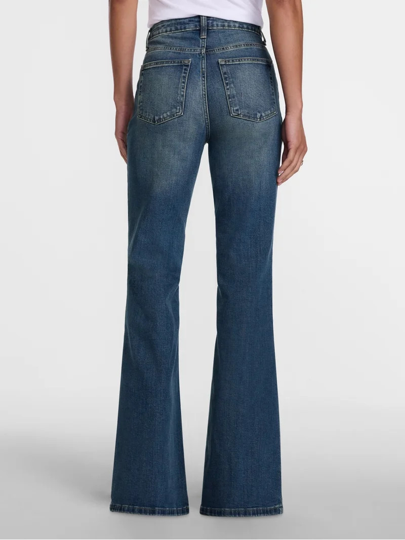 Scenario Women's High Rise Flare Denim Jeans, Sizes 0-20 | Walmart (US)