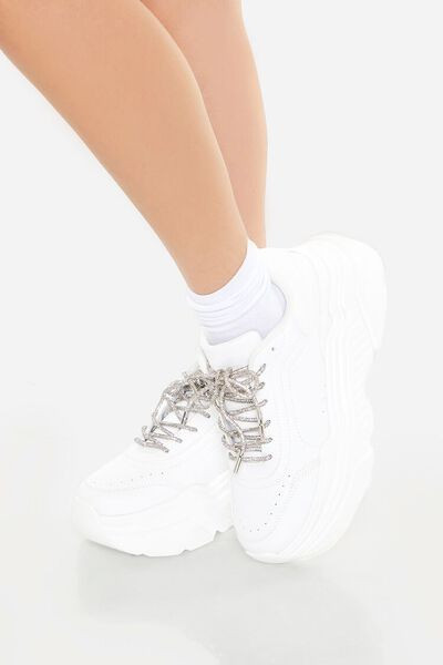 Glitter Lace-Up Platform Sneakers | Forever 21