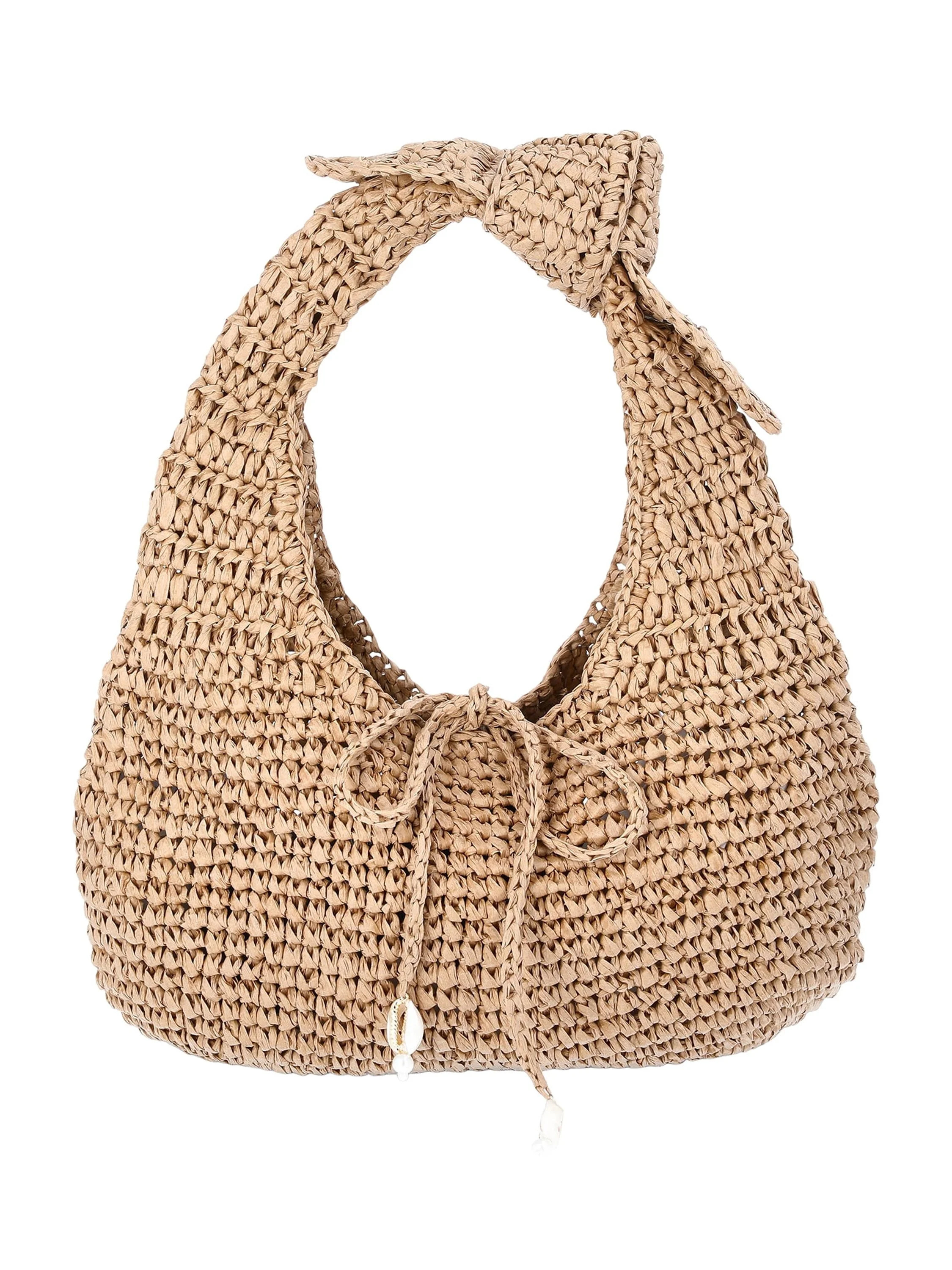 Time and Tru Women's Top Knot Crescent Shoulder Handbag, Natural | Walmart (US)