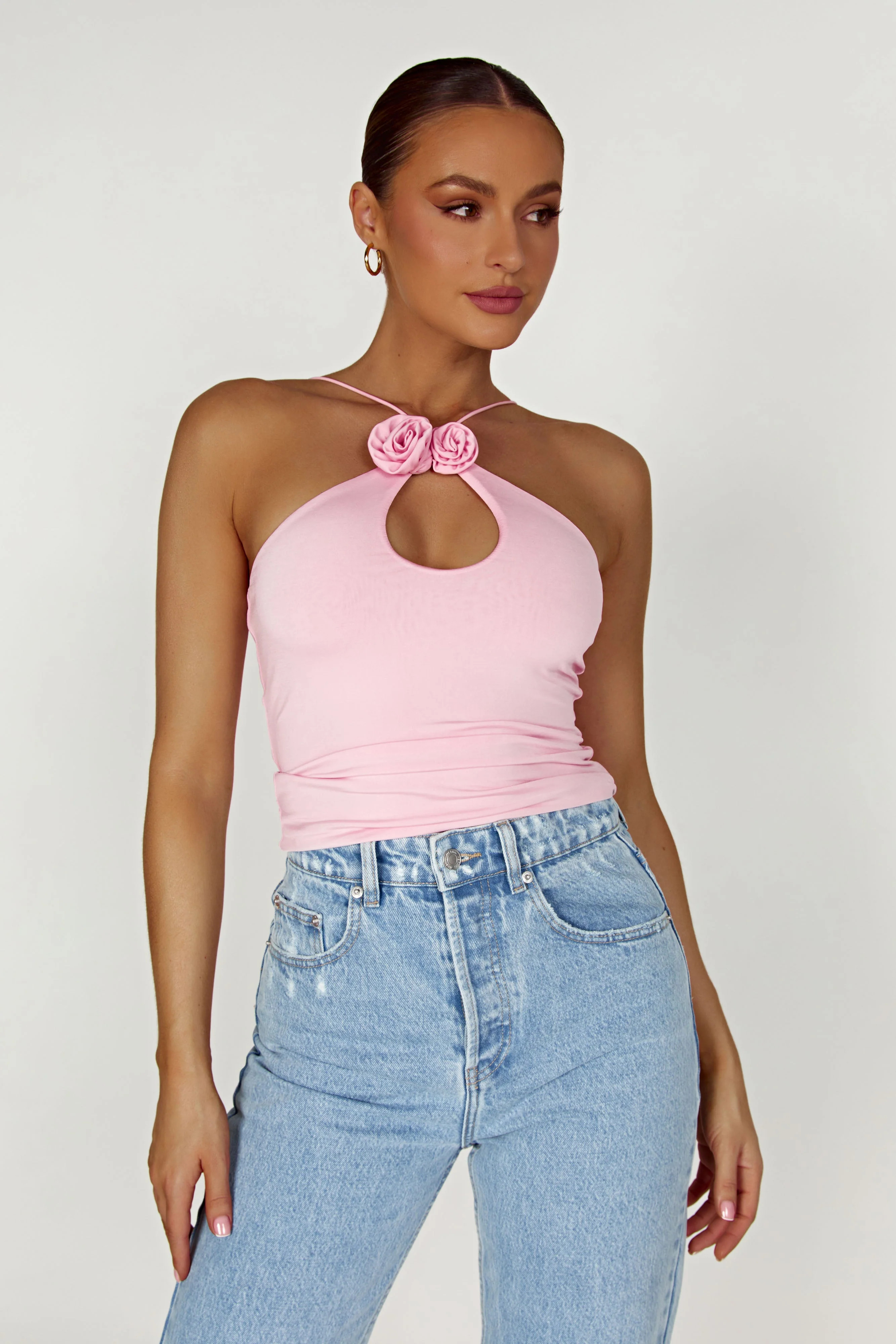 Adeline Rose Halter Top - Baby Pink | MESHKI US