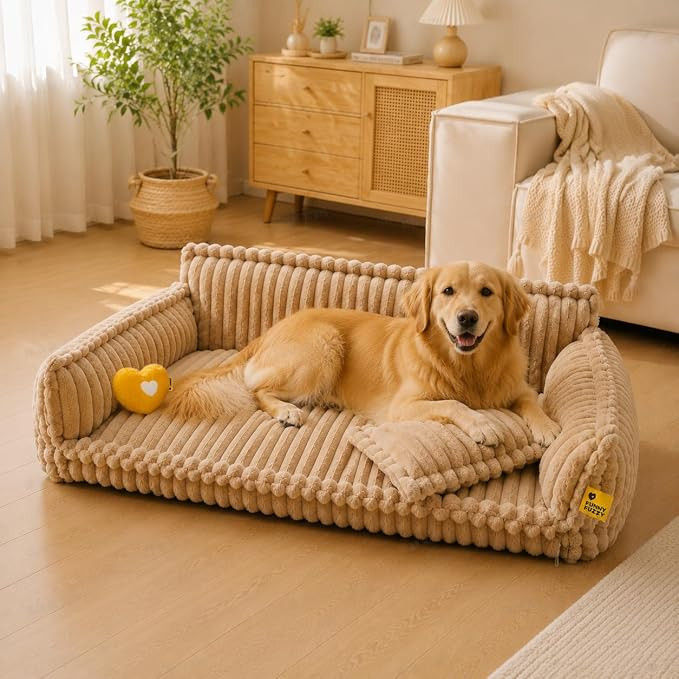 Dog Bed, Fluffy XXL Orthopedic Dog Couch with Pillow | Amazon (US)