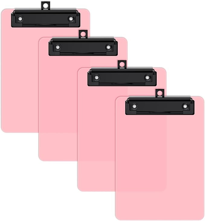 4 Pack Pink Small Clipboard, 5 x 7" Mini Size for Classroom, Students, Teacher, Nurse, Translucen... | Amazon (US)