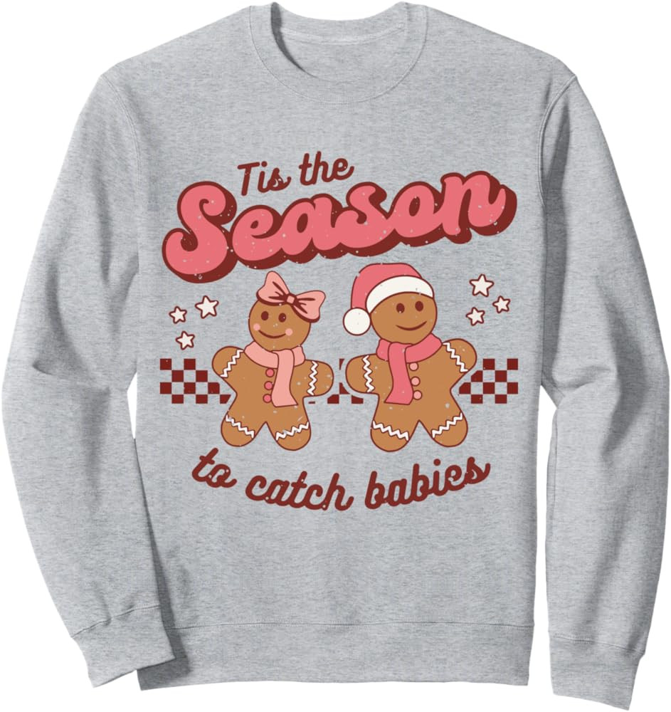 Christmas Labor And Delivery Postpartum Nurse Retro Midwife Sweatshirt | Amazon (US)