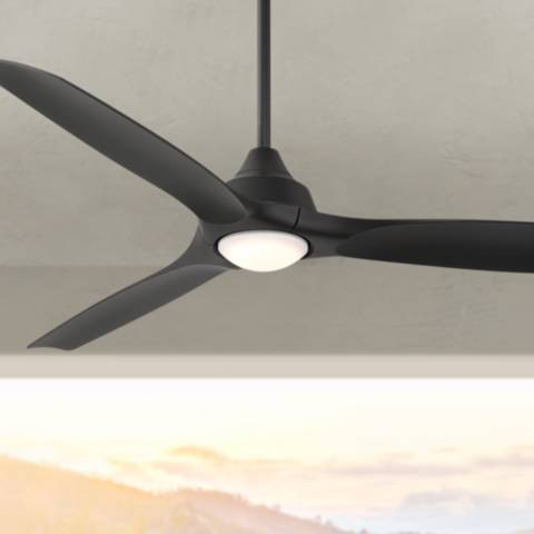 54" Casa Vieja Hermosa Wind Matte Black LED Damp Ceiling Fan | Lamps Plus