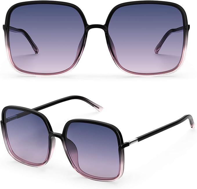 TOREGE Sunglasses for women Oversized Square Sunglasses Trendy Polarized Women's Sunglasses TR-C8 | Amazon (US)