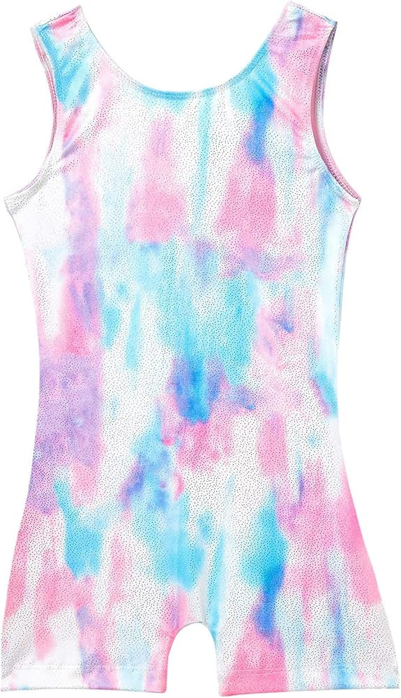 Gymnastics Leotards for Girls Sparkly One-Piece Pro Kids Unitard Biketards with Shorts | Amazon (US)