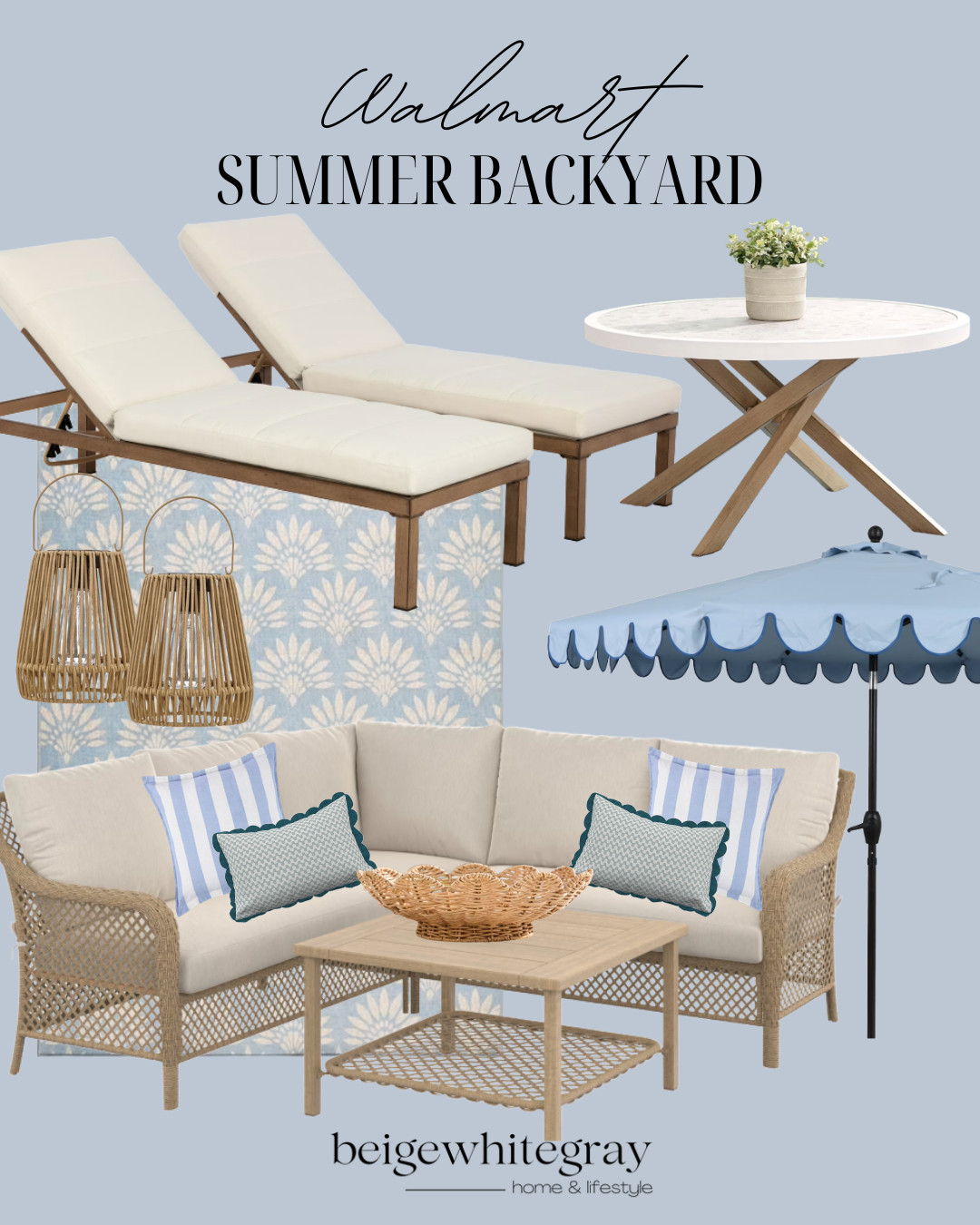 Walmart patio furniture, backyard patio inspo, blue outdoor umbrella, outdoor lounge chairs, affordable patio decor, Walmart outdoor furniture, wicker patio furniture, summer backyard aesthetic, coastal backyard decor, blue and white outdoor decor, outdoor entertaining setup, patio styling ideas, affordable outdoor living, woven outdoor furniture, summer patio inspiration, neutral outdoor furniture, outdoor oasis ideas, Walmart home finds, patio decorating ideas, backyard makeover inspiration

#LTKSeasonal #LTKHome