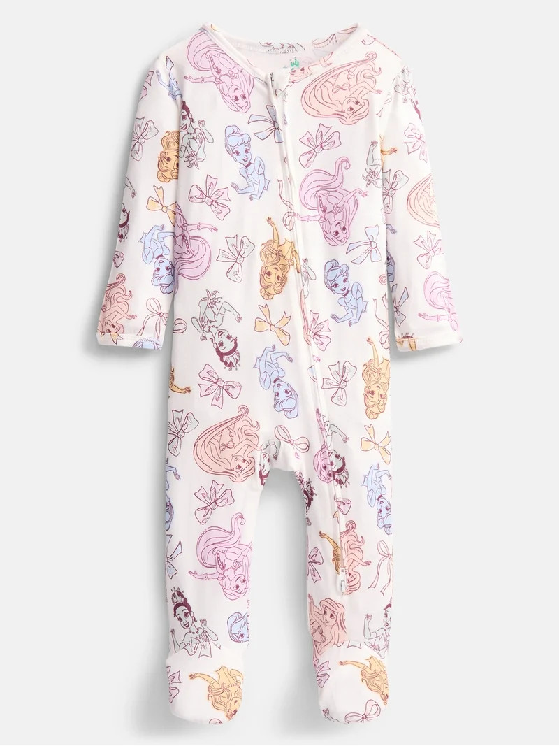 Disney Princess Baby Girls Sleep & Play Footed Pajamas, One Piece, Sizes NB-6/9M | Walmart (US)