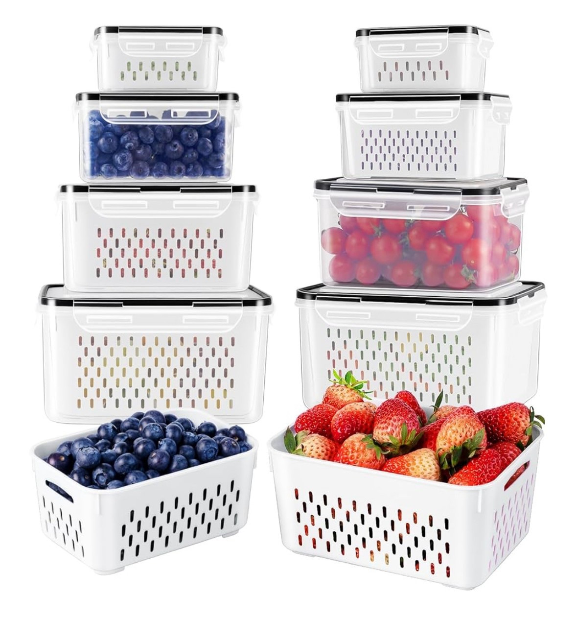 Great container for fruit or veggies. Wash, drain, then store. 

Fruit containers 