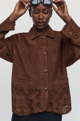 By Anthropologie Suede Cutwork Barn Jacket | Anthropologie (US)